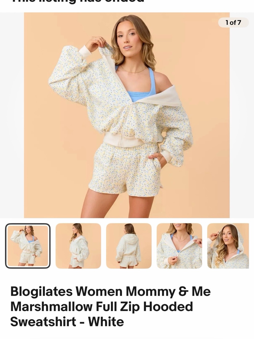 Women’s Marshmallow Floral Zip Hoodie - White
